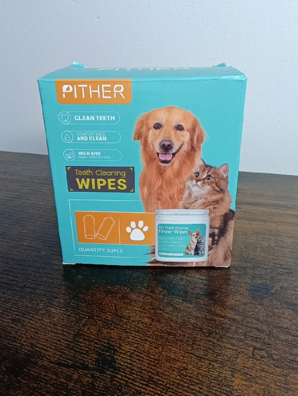 PITHER 🐶 Dog & Cat 😺 Teeth Cleaning Wipes 50 Count